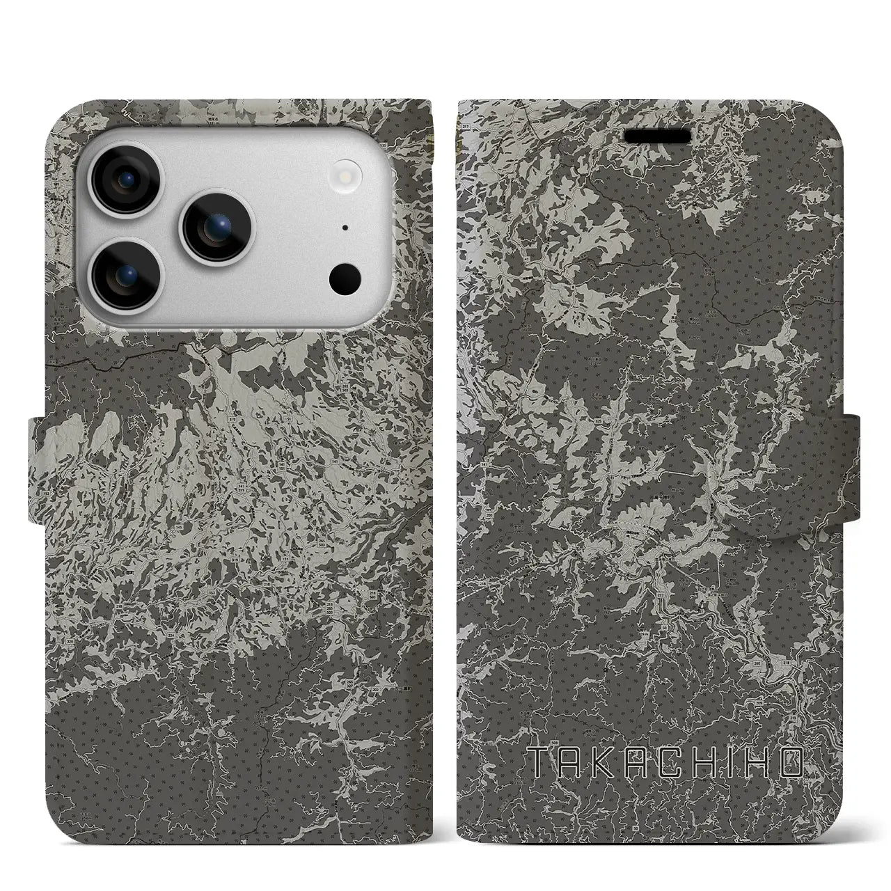 【高千穂（宮崎県）】地図柄iPhoneケース（手帳タイプ）