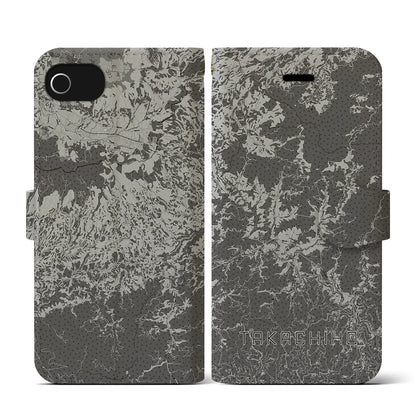 【高千穂（宮崎県）】地図柄iPhoneケース（手帳タイプ）モノトーン・iPhone SE（第3 / 第2世代） / 8 / 7 / 6s / 6 用