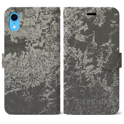 【高千穂（宮崎県）】地図柄iPhoneケース（手帳タイプ）モノトーン・iPhone XR 用