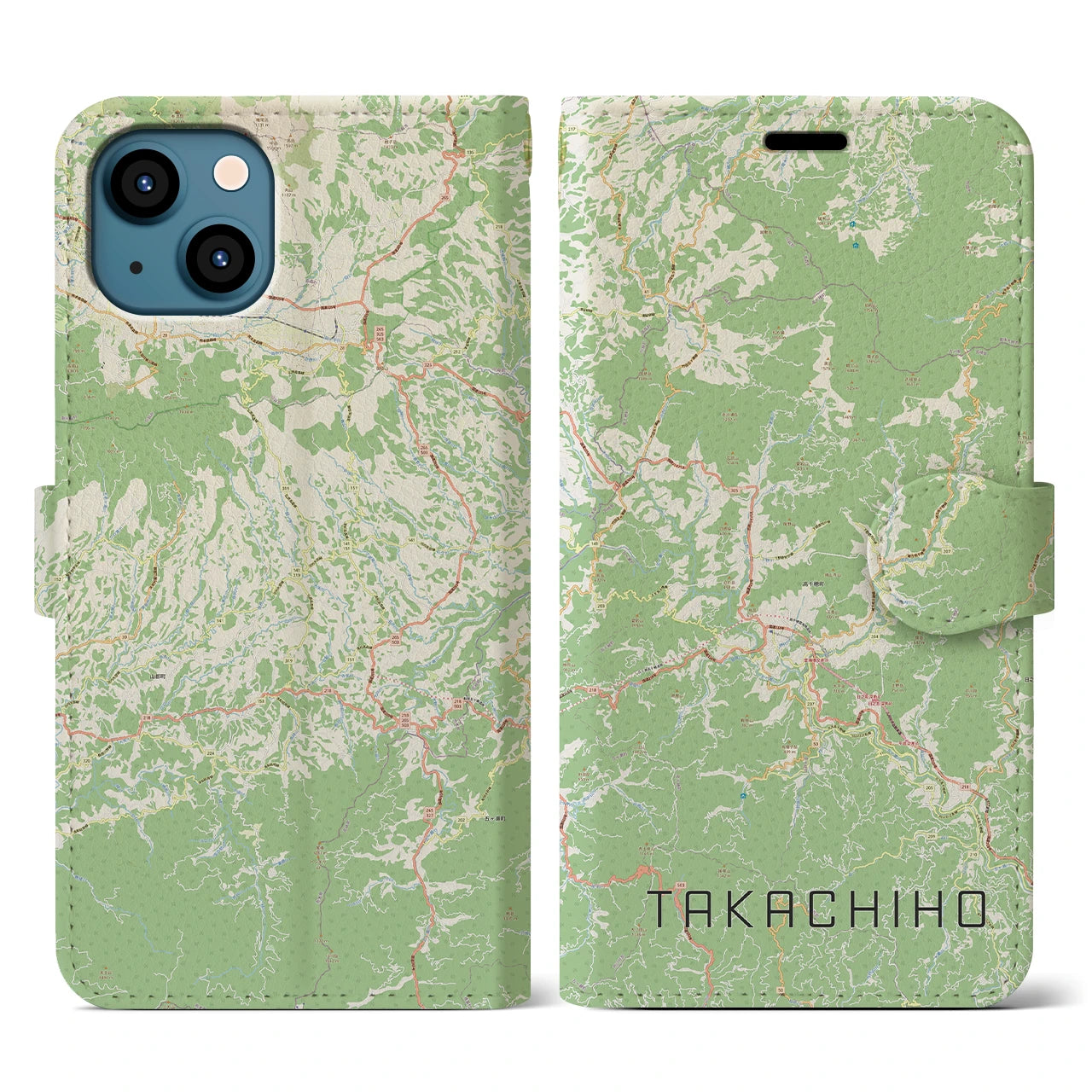 【高千穂（宮崎県）】地図柄iPhoneケース（手帳タイプ）