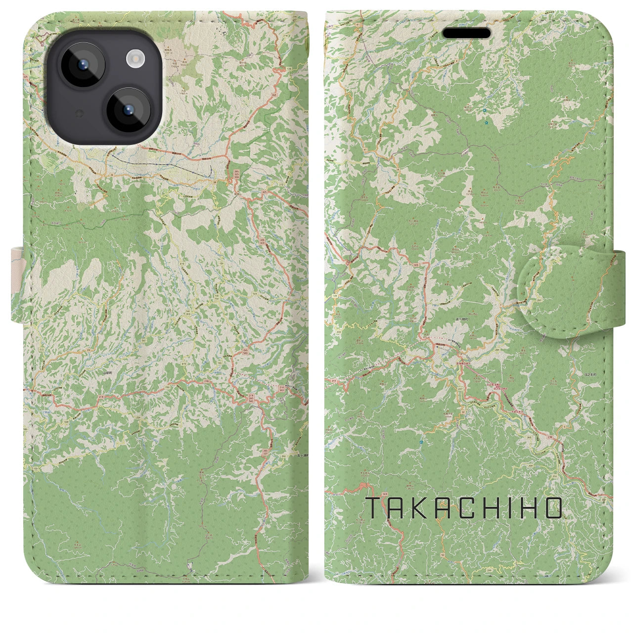 【高千穂（宮崎県）】地図柄iPhoneケース（手帳タイプ）