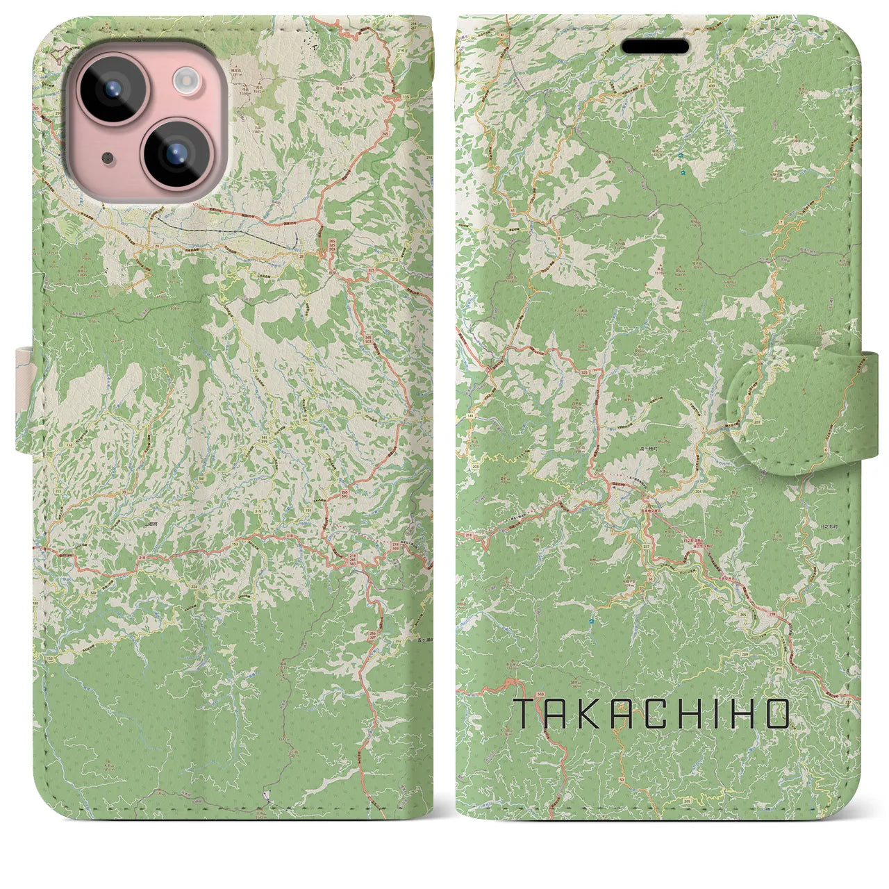 【高千穂（宮崎県）】地図柄iPhoneケース（手帳タイプ）