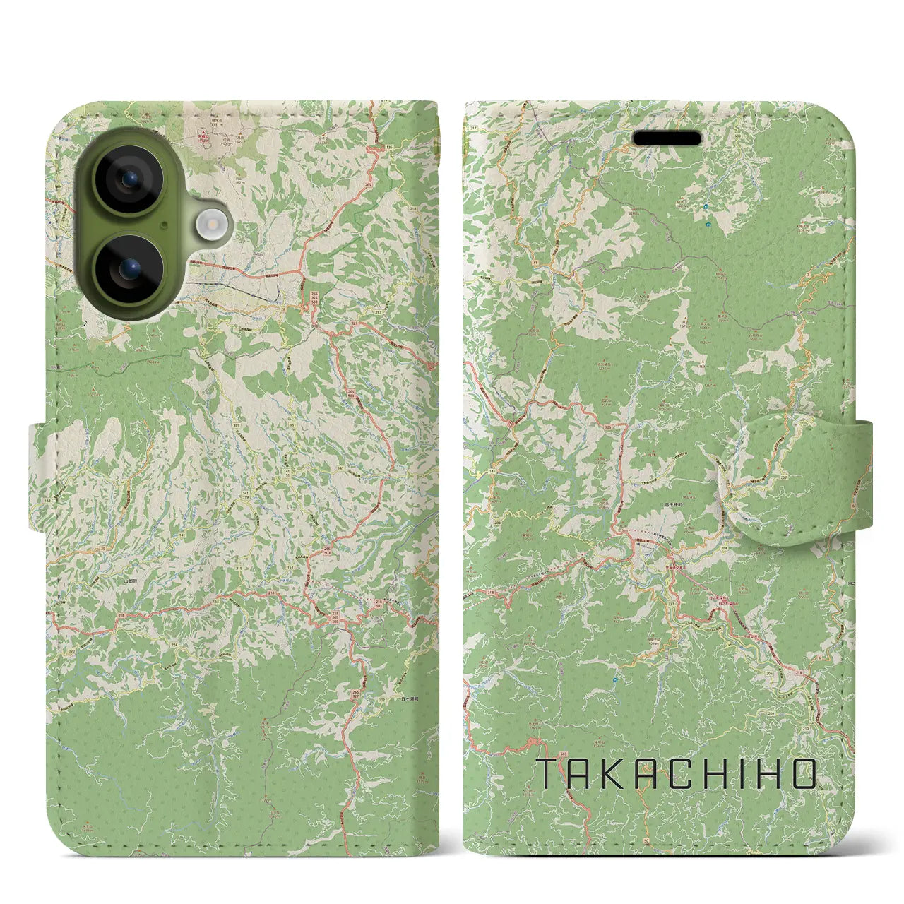 【高千穂（宮崎県）】地図柄iPhoneケース（手帳タイプ）