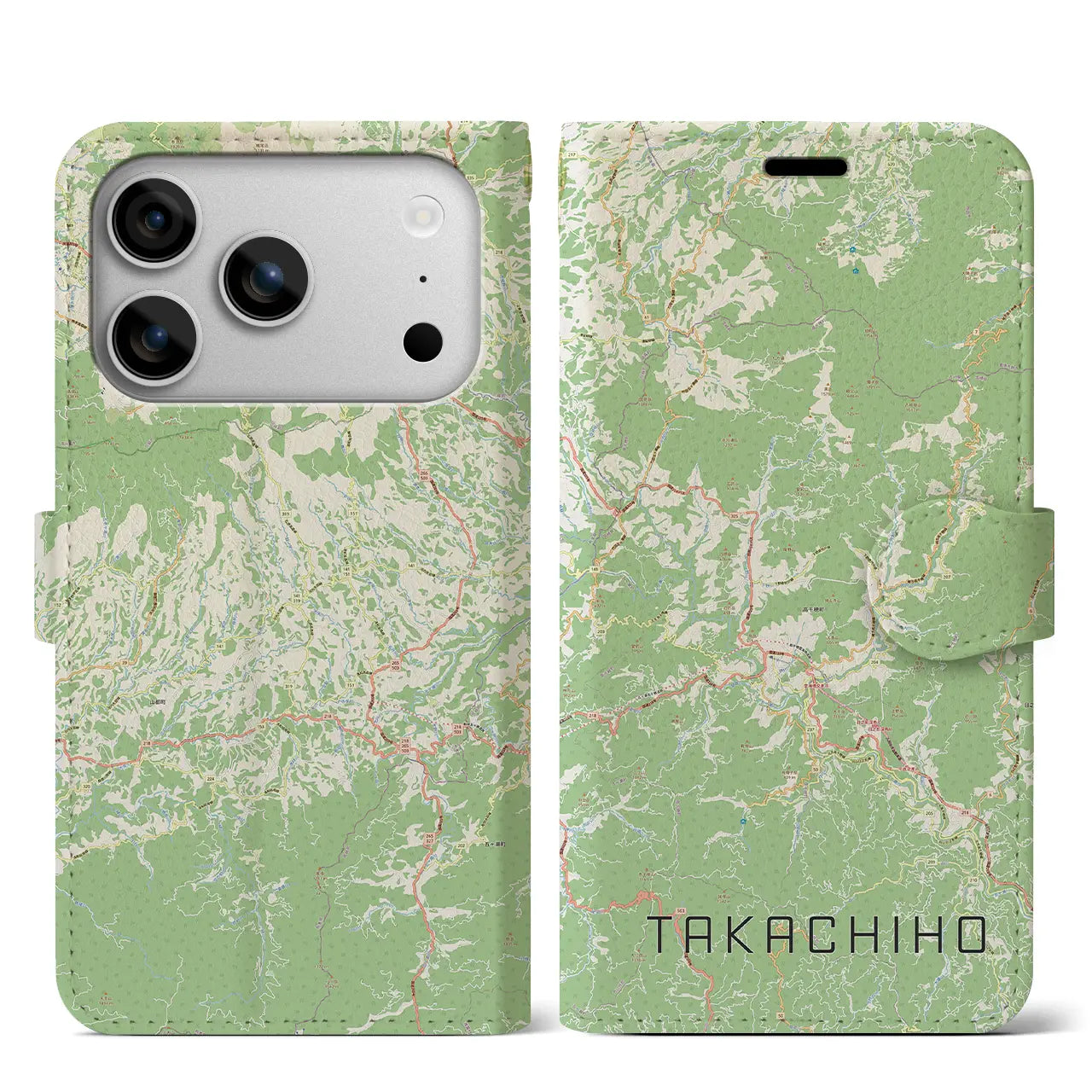 【高千穂（宮崎県）】地図柄iPhoneケース（手帳タイプ）