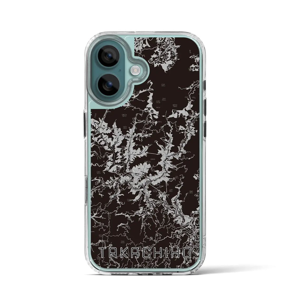 【高千穂(宮崎県)】地図柄iPhoneケース(MagSafeタイプ)モノトーン・iPhone 16 Pro 用