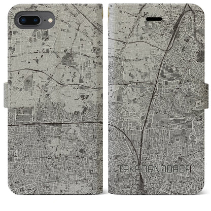 【高田馬場（東京都）】地図柄iPhoneケース（手帳タイプ）モノトーン・iPhone 8Plus /7Plus / 6sPlus / 6Plus 用