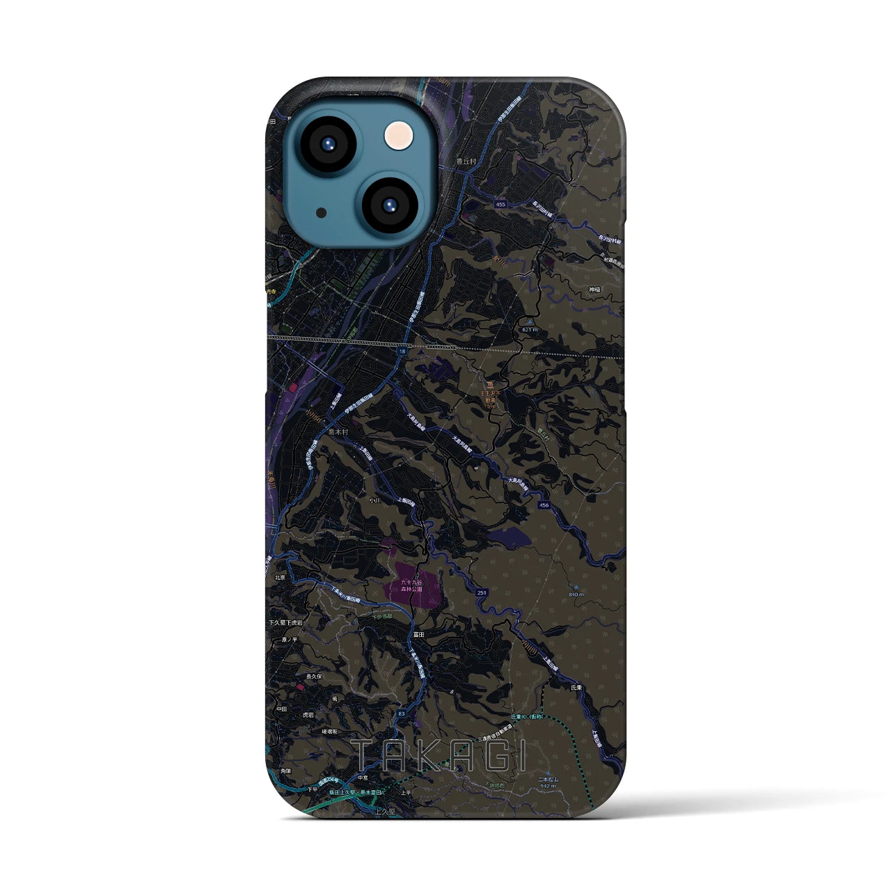 【喬木（長野県）】地図柄iPhoneケース（バックカバータイプ）