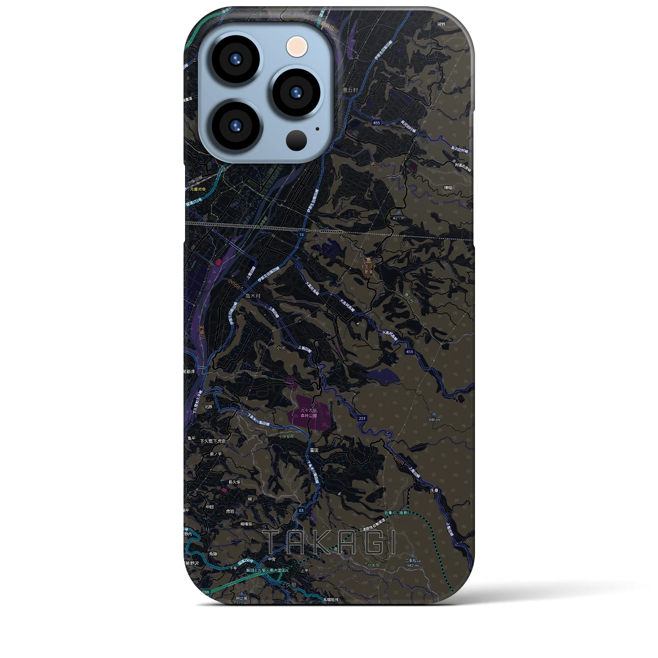 【喬木（長野県）】地図柄iPhoneケース（バックカバータイプ）