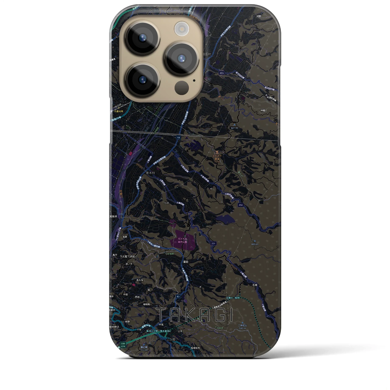 【喬木（長野県）】地図柄iPhoneケース（バックカバータイプ）