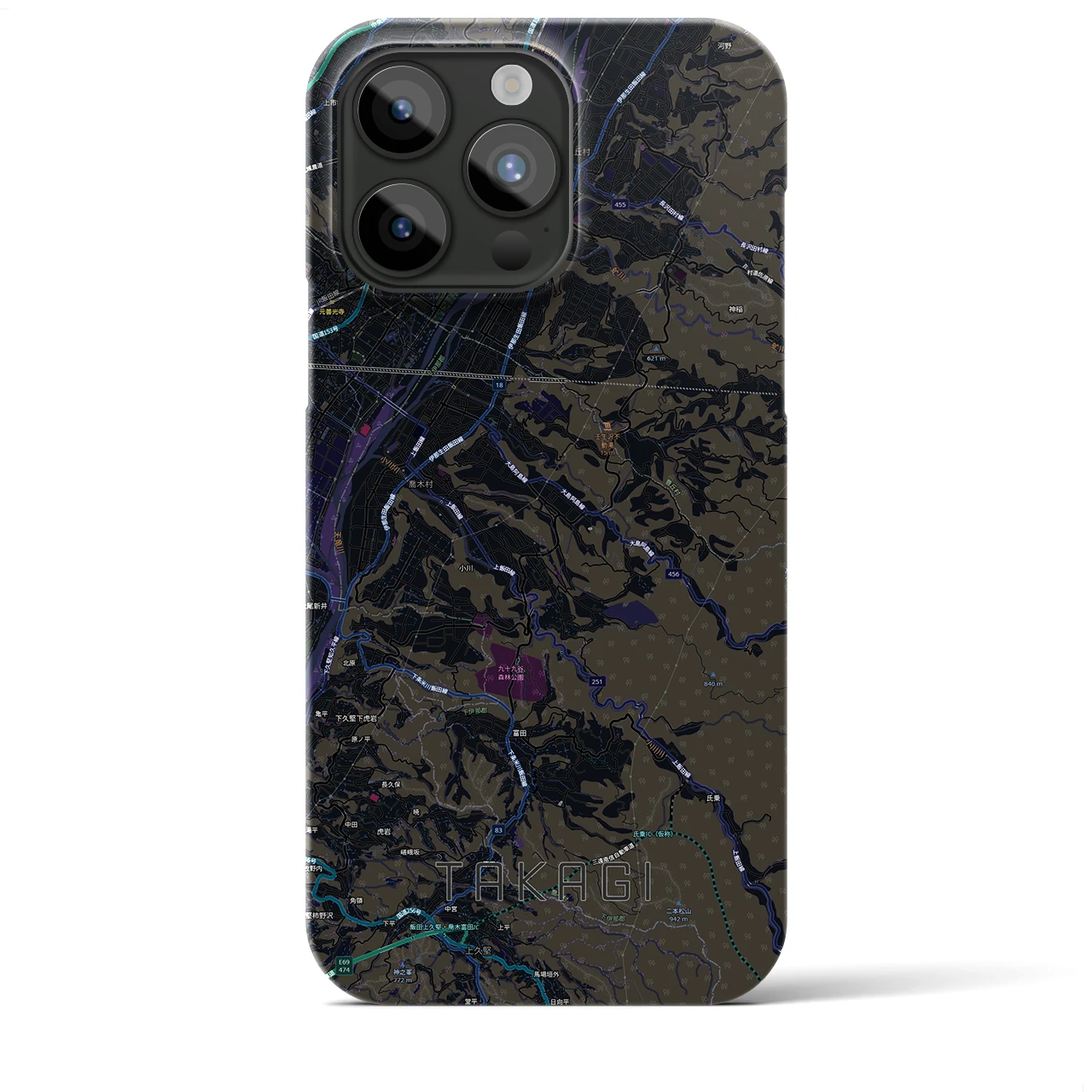 【喬木（長野県）】地図柄iPhoneケース（バックカバータイプ）