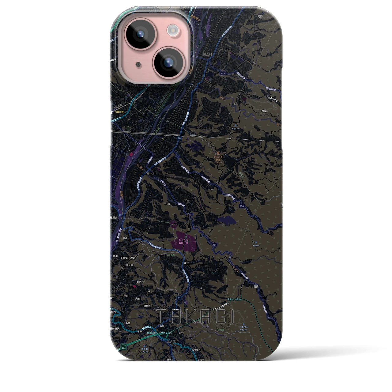 【喬木（長野県）】地図柄iPhoneケース（バックカバータイプ）