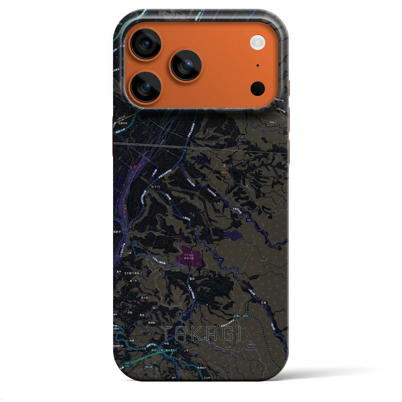 【喬木（長野県）】地図柄iPhoneケース（バックカバータイプ）