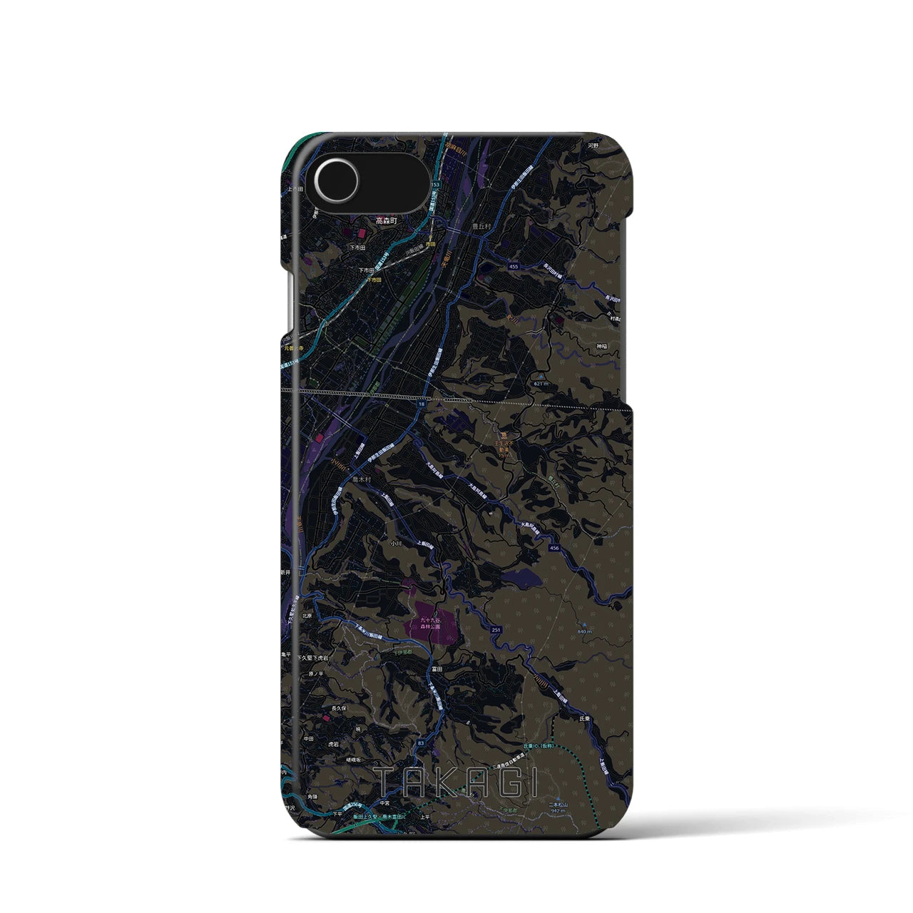 【喬木（長野県）】地図柄iPhoneケース（バックカバータイプ）