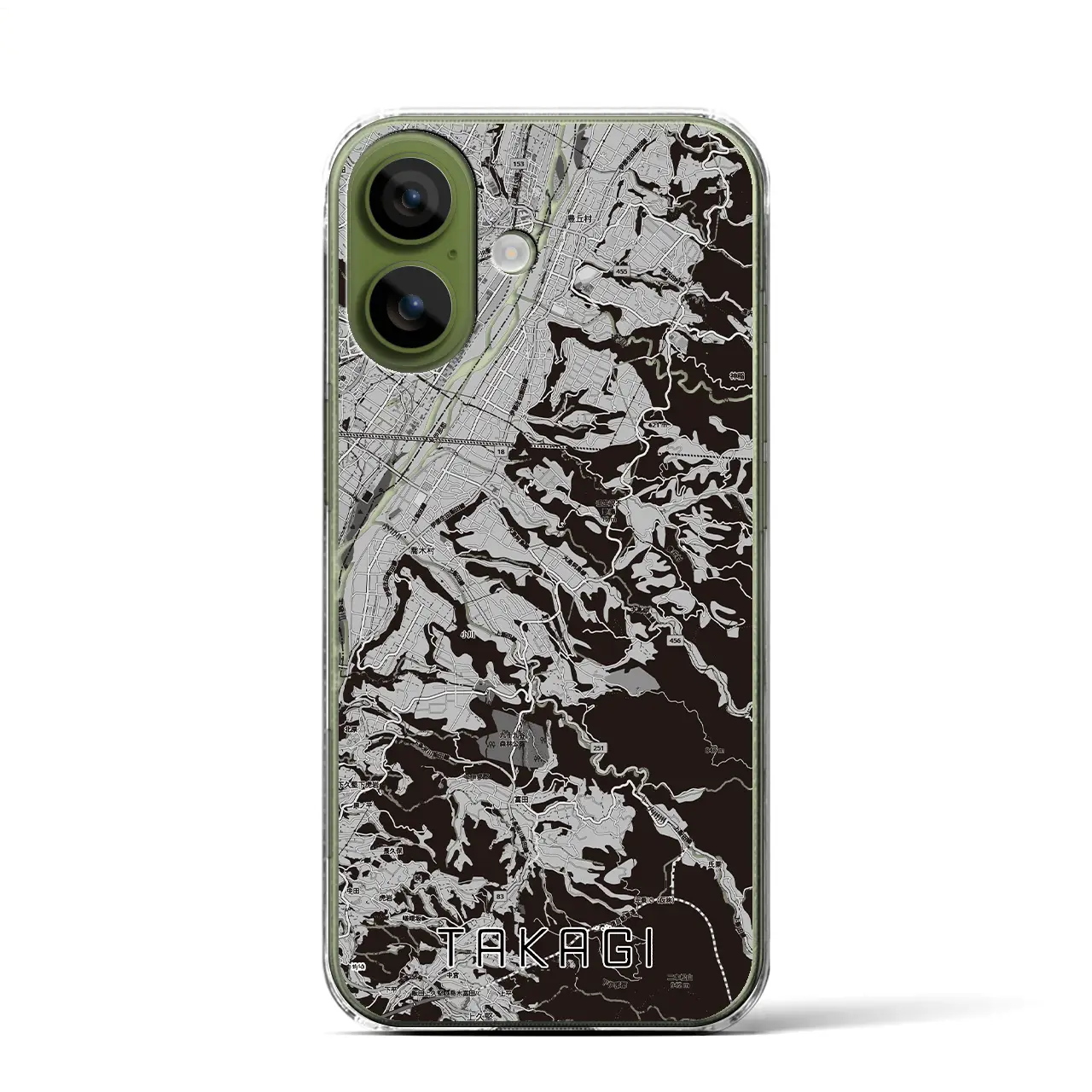 【喬木（長野県）】地図柄iPhoneケース（クリアタイプ）モノトーン・iPhone 17 Pro Max 用