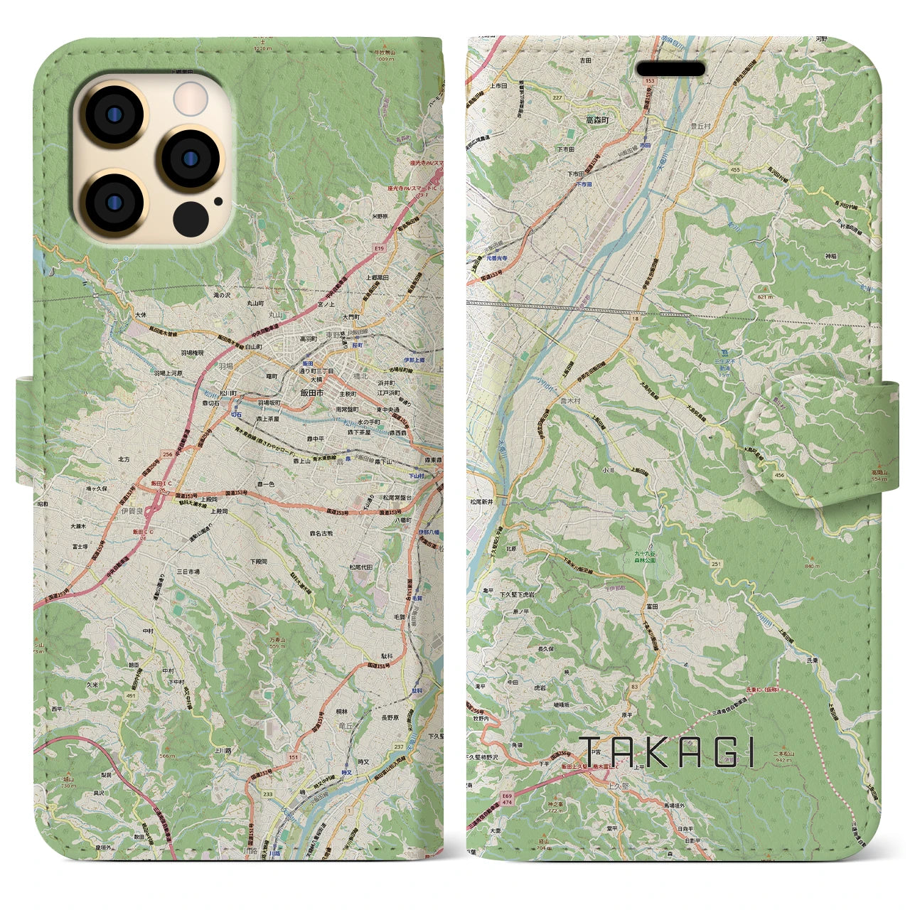【喬木（長野県）】地図柄iPhoneケース（手帳タイプ）