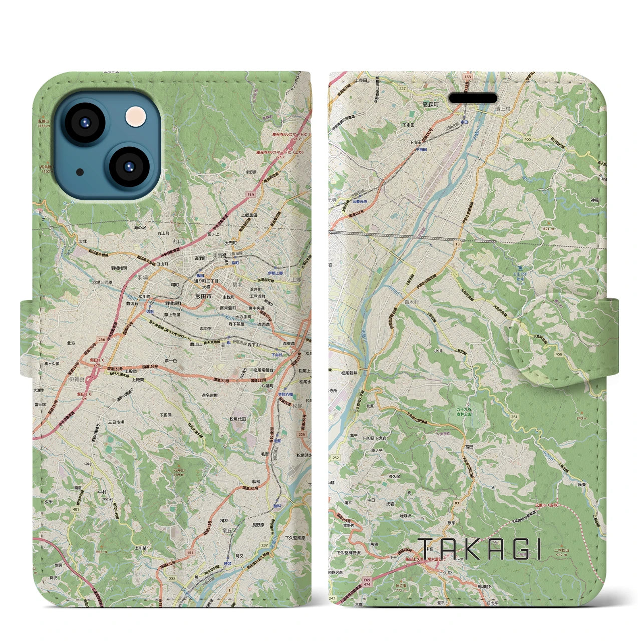 【喬木（長野県）】地図柄iPhoneケース（手帳タイプ）