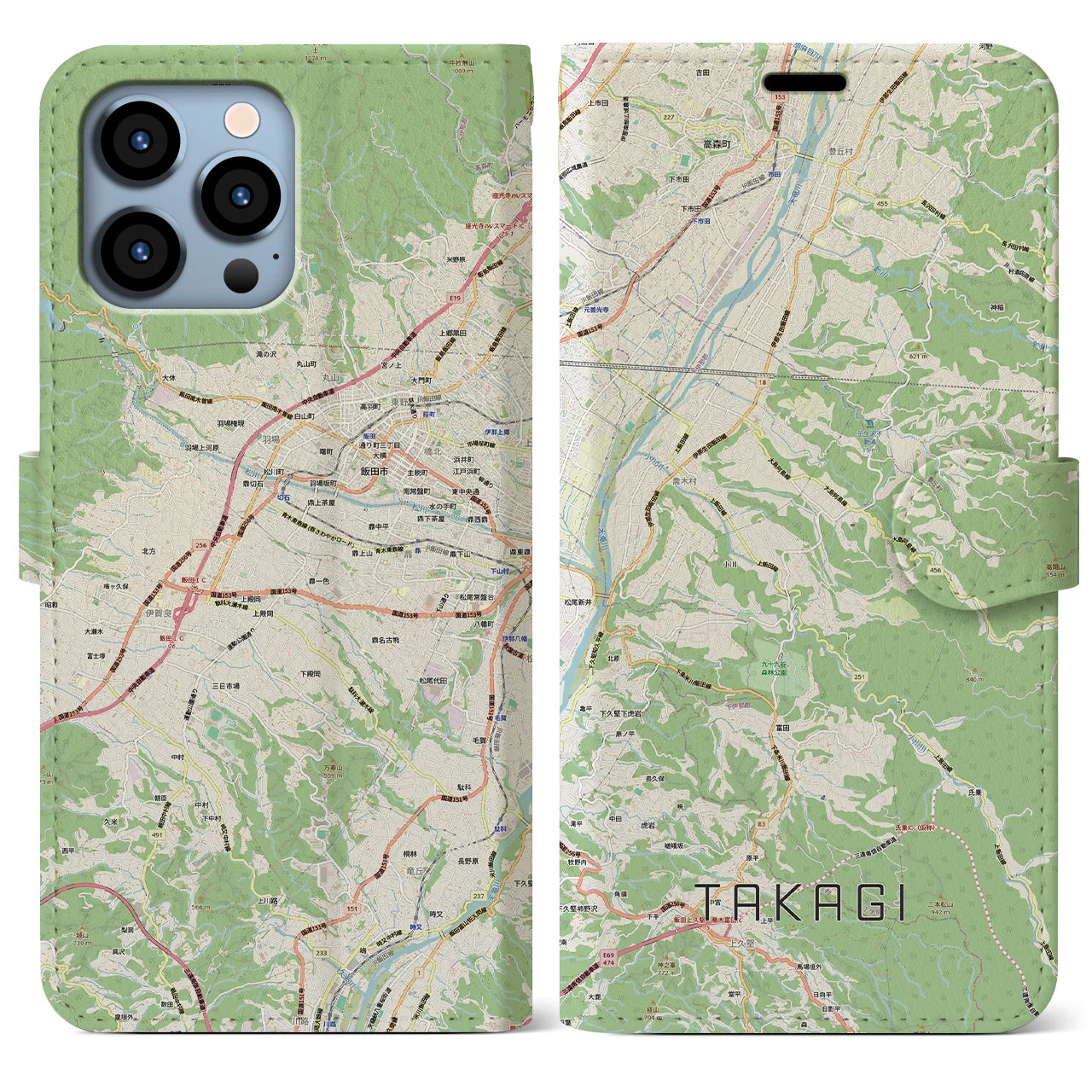 【喬木（長野県）】地図柄iPhoneケース（手帳タイプ）