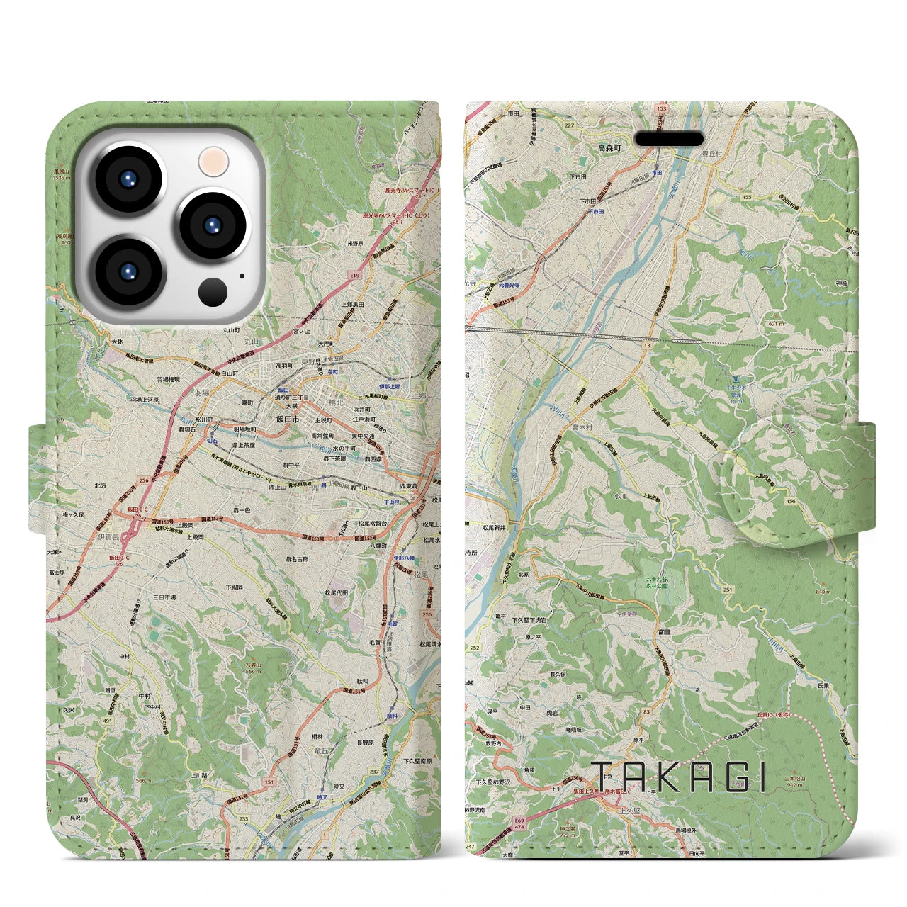 【喬木（長野県）】地図柄iPhoneケース（手帳タイプ）