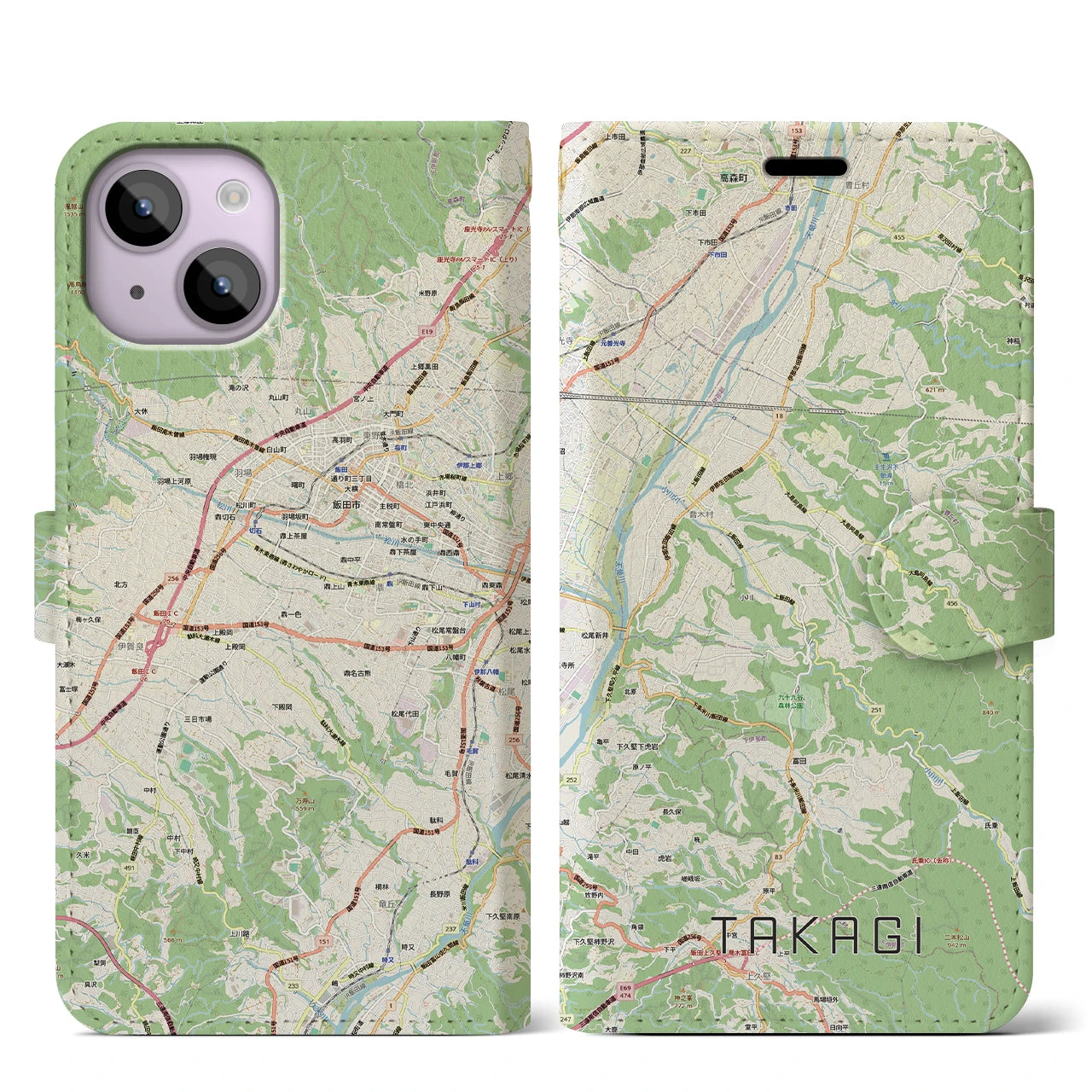 【喬木（長野県）】地図柄iPhoneケース（手帳タイプ）