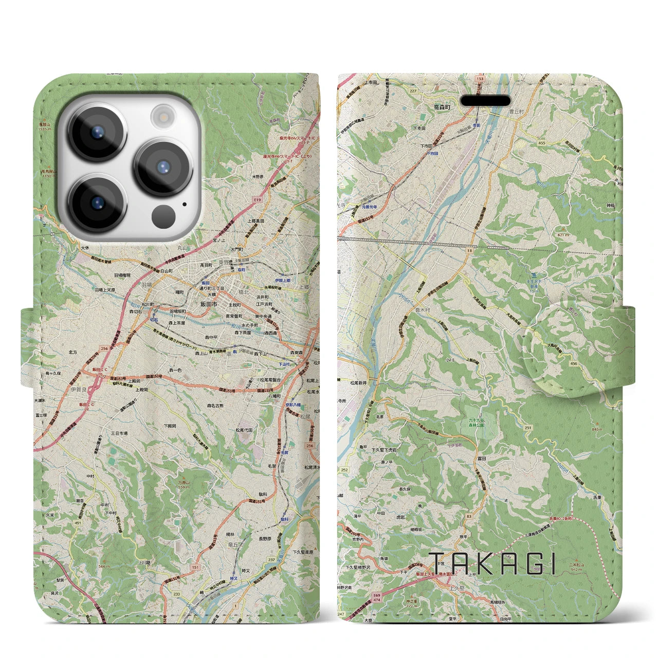 【喬木（長野県）】地図柄iPhoneケース（手帳タイプ）