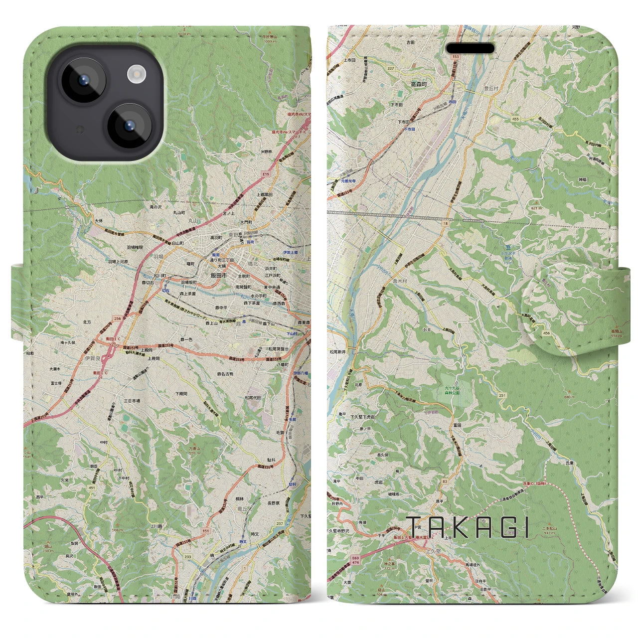 【喬木（長野県）】地図柄iPhoneケース（手帳タイプ）