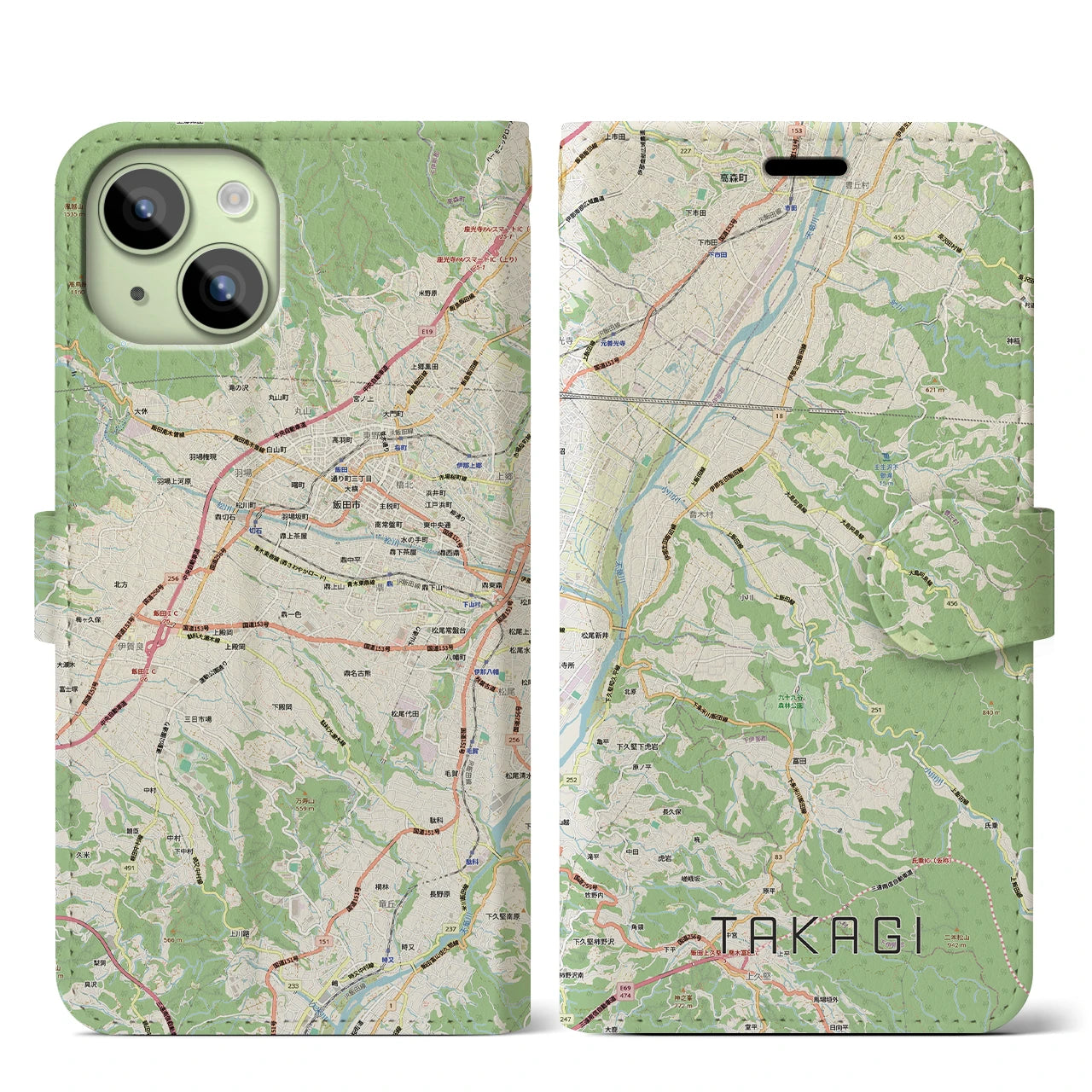 【喬木（長野県）】地図柄iPhoneケース（手帳タイプ）