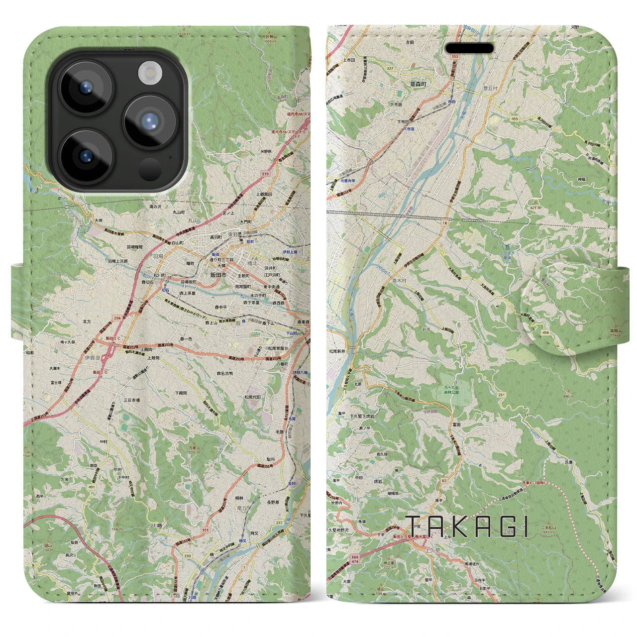【喬木（長野県）】地図柄iPhoneケース（手帳タイプ）