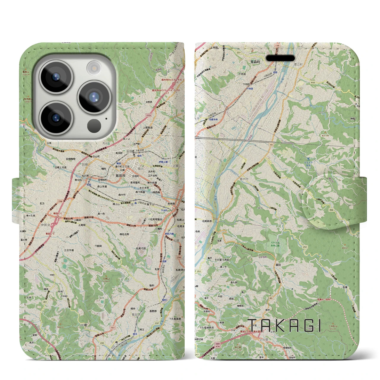 【喬木（長野県）】地図柄iPhoneケース（手帳タイプ）
