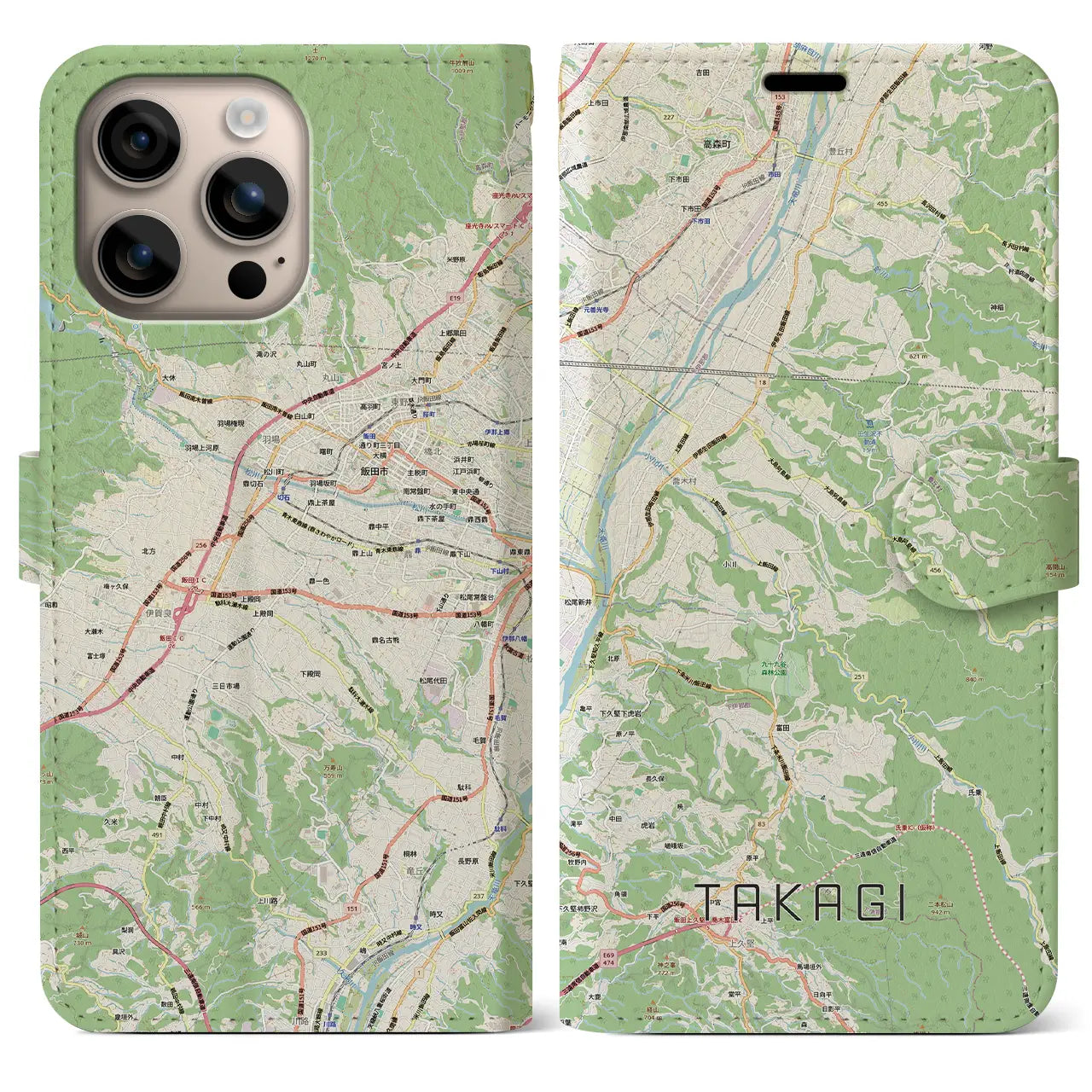 【喬木（長野県）】地図柄iPhoneケース（手帳タイプ）