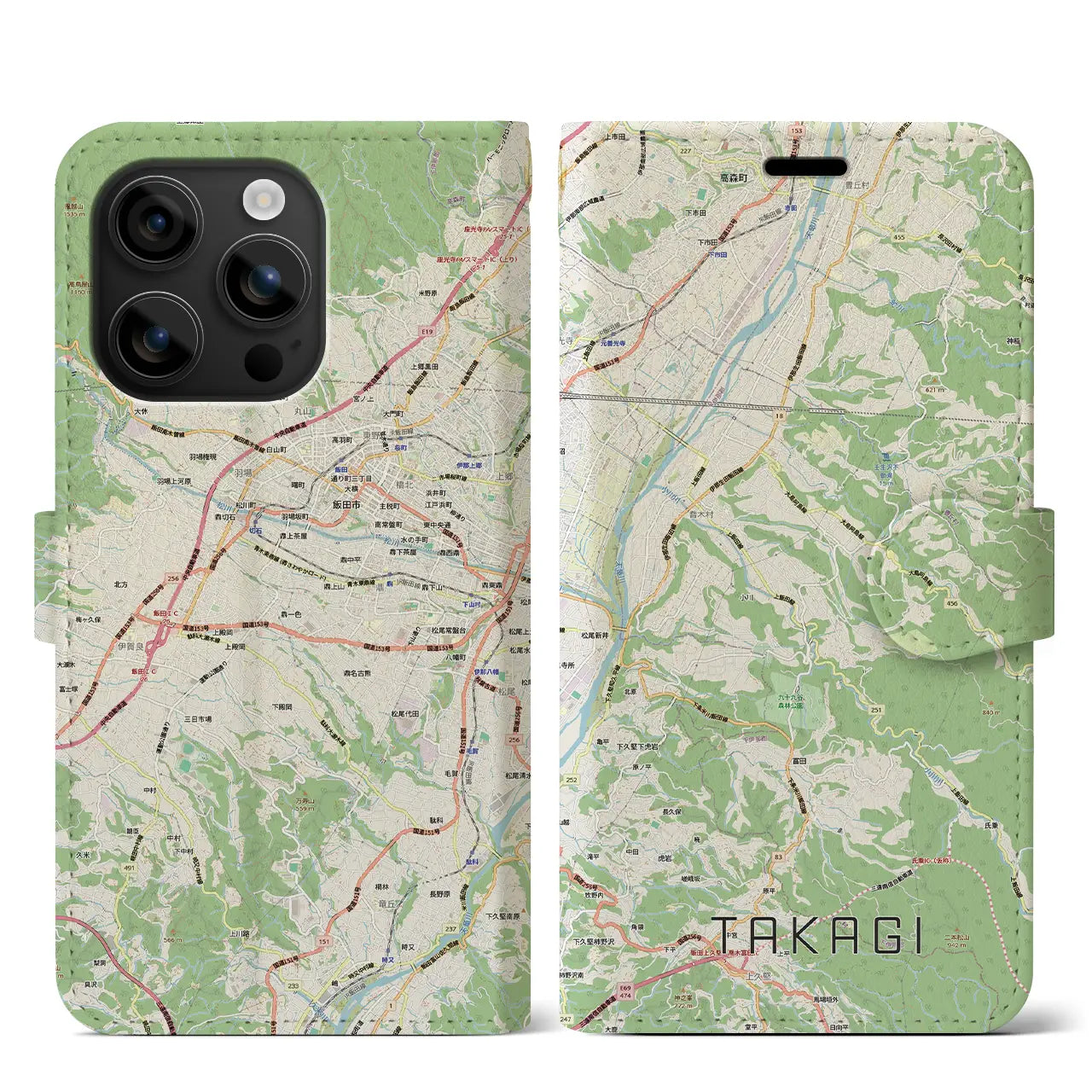 【喬木（長野県）】地図柄iPhoneケース（手帳タイプ）