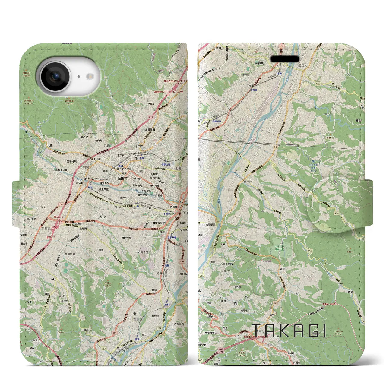 【喬木（長野県）】地図柄iPhoneケース（手帳タイプ）
