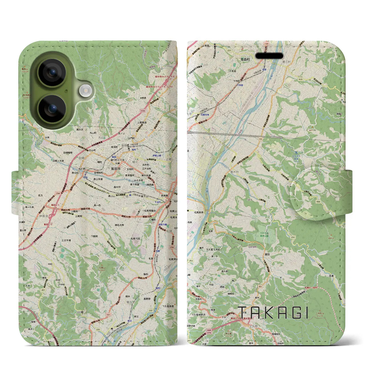 【喬木（長野県）】地図柄iPhoneケース（手帳タイプ）