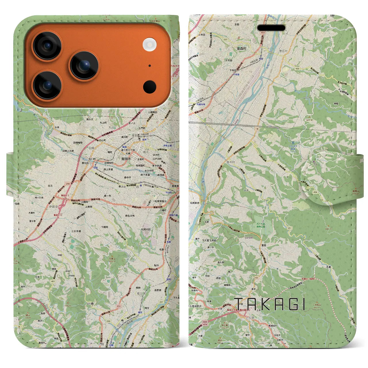 【喬木（長野県）】地図柄iPhoneケース（手帳タイプ）