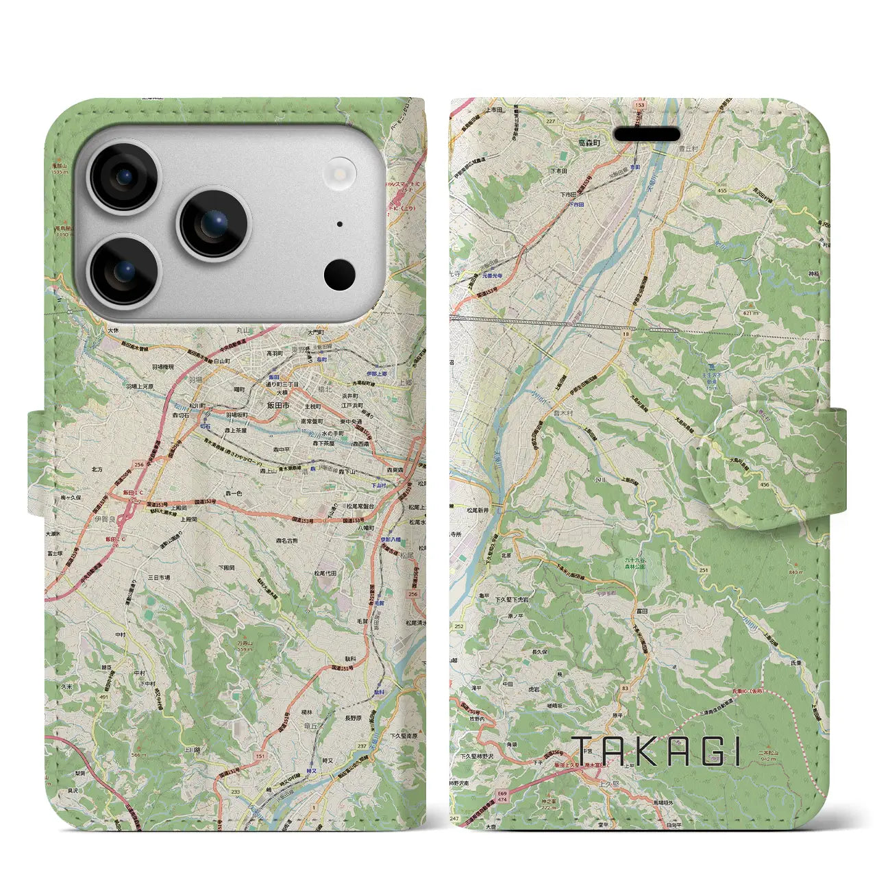 【喬木（長野県）】地図柄iPhoneケース（手帳タイプ）