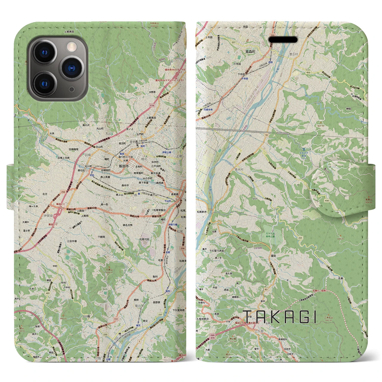 【喬木（長野県）】地図柄iPhoneケース（手帳タイプ）