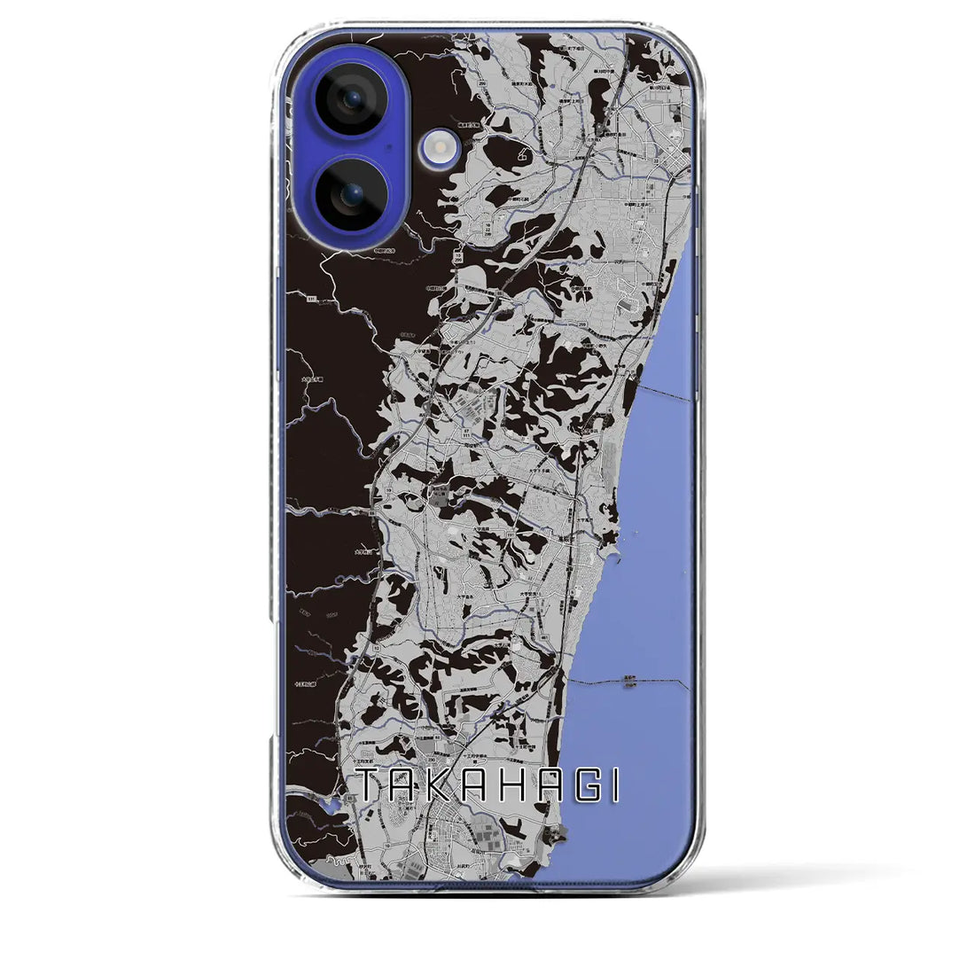 【高萩(茨城県)】地図柄iPhoneケース(クリアタイプ)モノトーン・iPhone 16 Pro Max 用