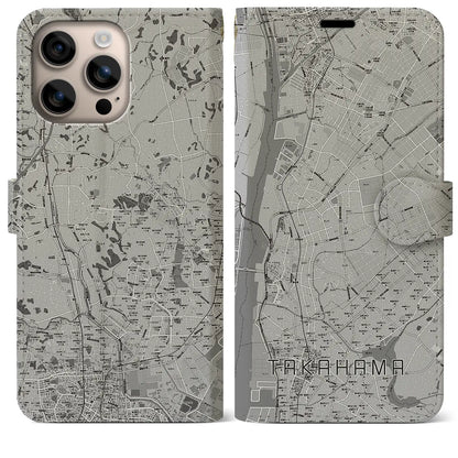 【高浜（愛知県）】地図柄iPhoneケース（手帳タイプ）モノトーン・iPhone 16 Plus 用