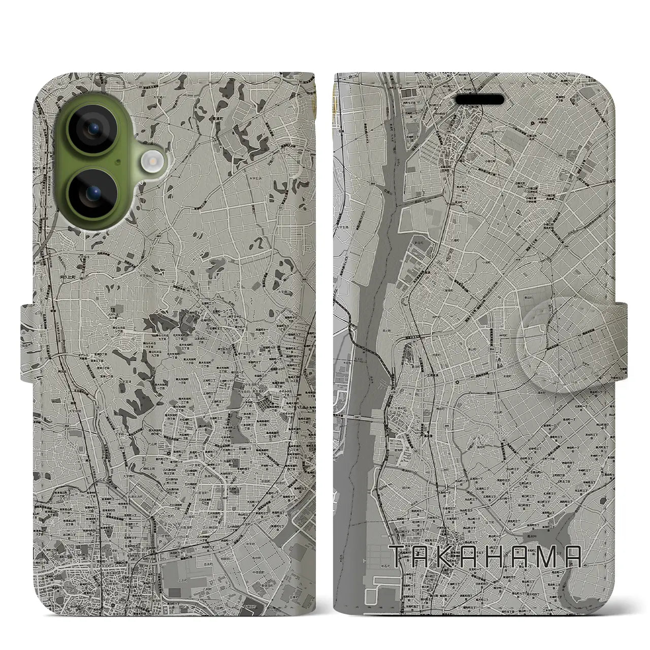 【高浜（愛知県）】地図柄iPhoneケース（手帳タイプ）