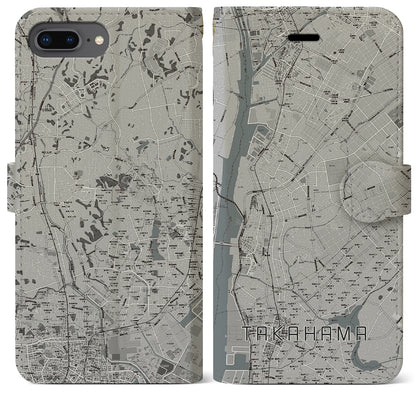 【高浜（愛知県）】地図柄iPhoneケース（手帳タイプ）モノトーン・iPhone 8Plus /7Plus / 6sPlus / 6Plus 用