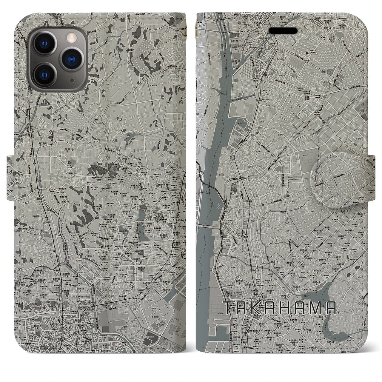 【高浜（愛知県）】地図柄iPhoneケース（手帳タイプ）