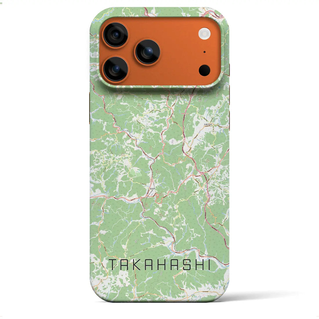 【高梁(岡山県)】地図柄iPhoneケース(バックカバータイプ)ブラック・iPhone 17 Pro Max 用