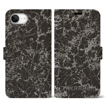 【高梁（岡山県）】地図柄iPhoneケース（手帳タイプ）