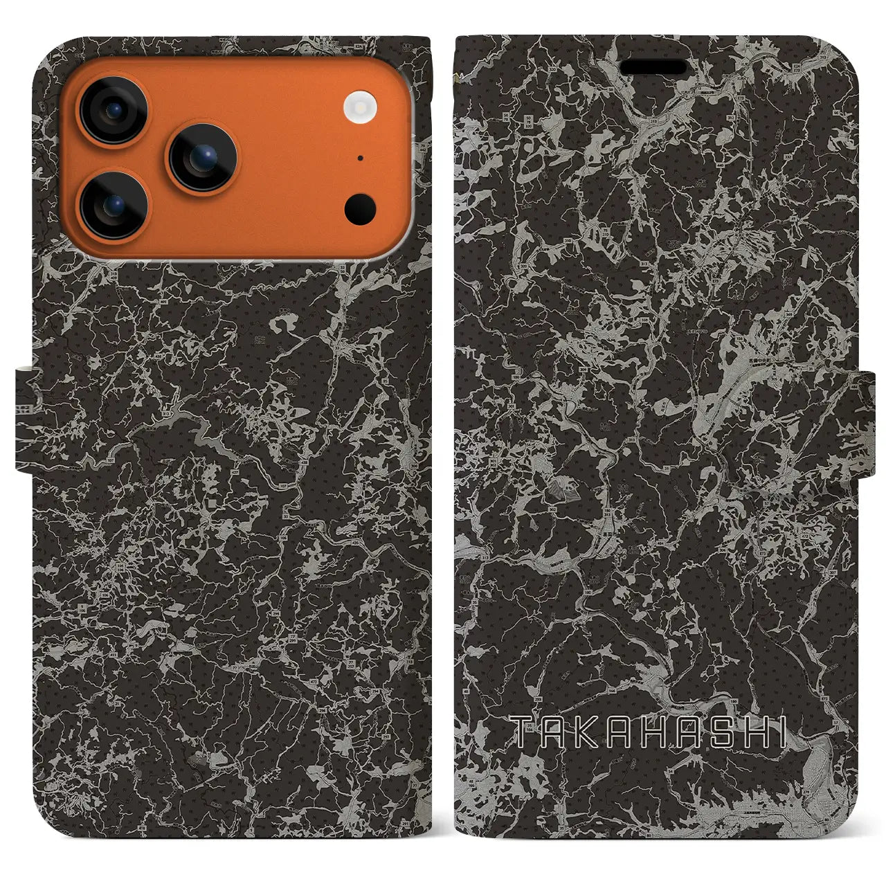 【高梁（岡山県）】地図柄iPhoneケース（手帳タイプ）