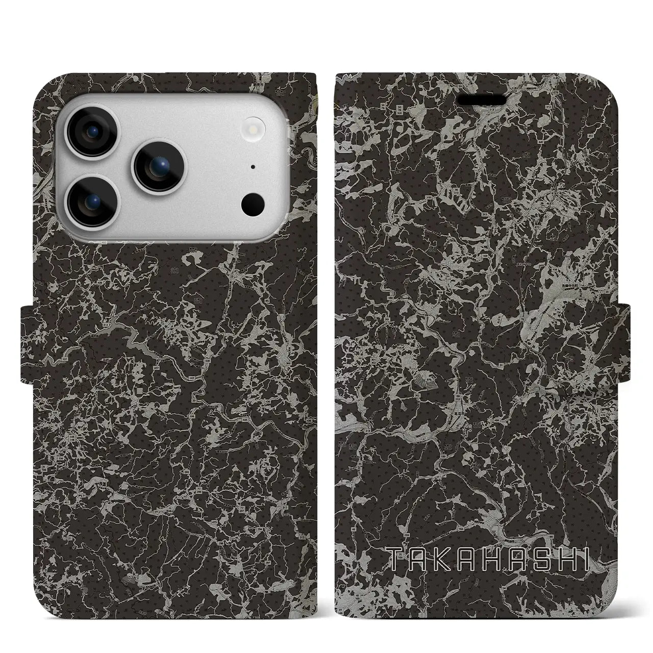 【高梁（岡山県）】地図柄iPhoneケース（手帳タイプ）