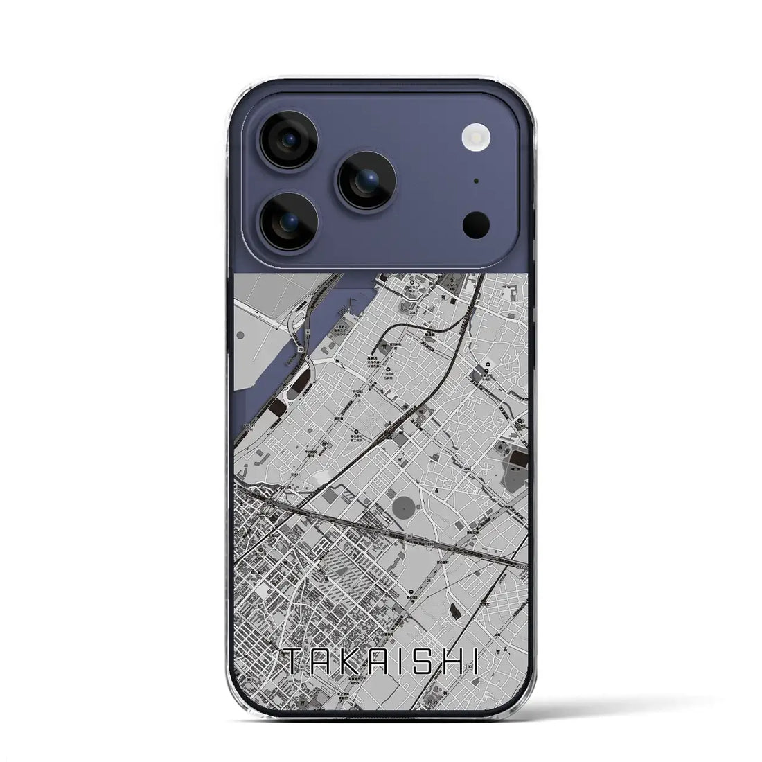 【高石（大阪府）】地図柄iPhoneケース（クリアタイプ）モノトーン・iPhone 17 Pro Max 用