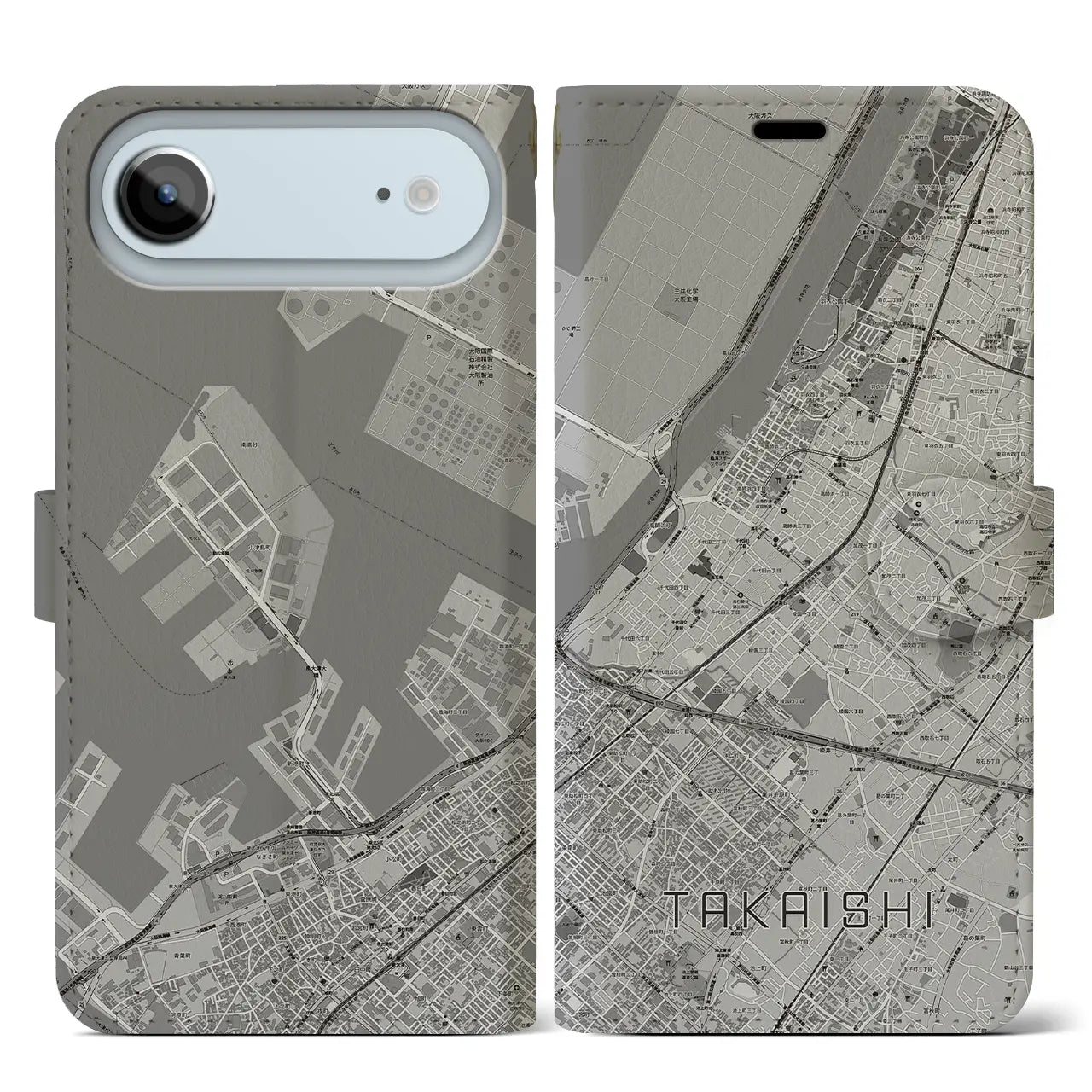 【高石（大阪府）】地図柄iPhoneケース（手帳タイプ）