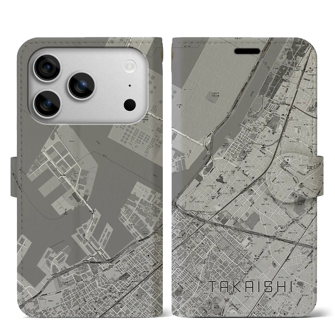 【高石（大阪府）】地図柄iPhoneケース（手帳タイプ）