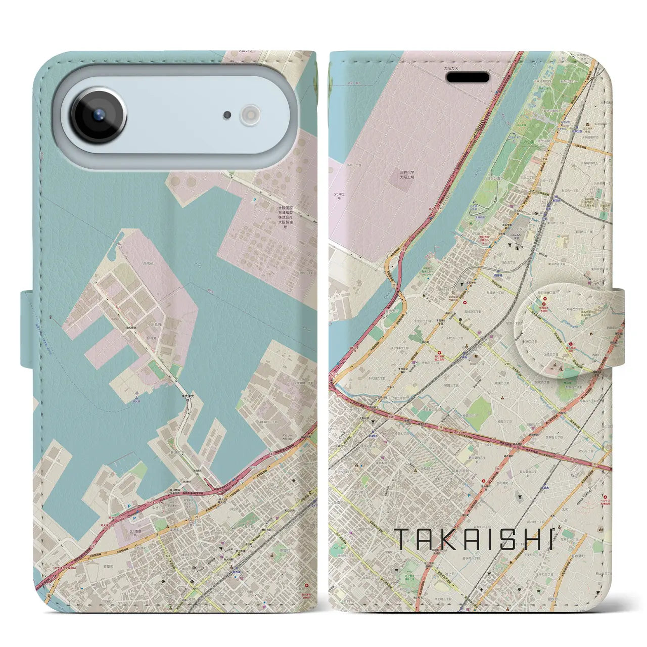 【高石（大阪府）】地図柄iPhoneケース（手帳タイプ）