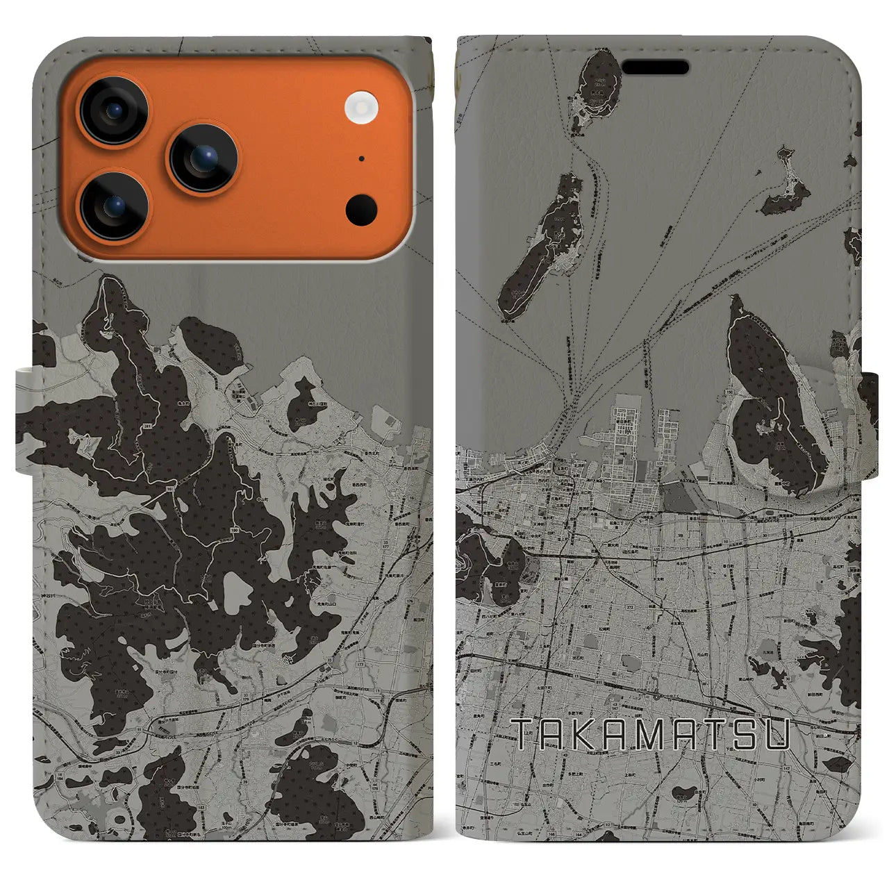 【高松（香川県）】地図柄iPhoneケース（手帳タイプ）