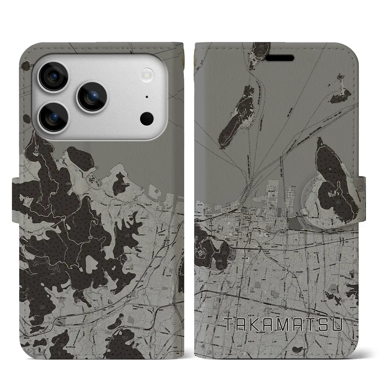 【高松（香川県）】地図柄iPhoneケース（手帳タイプ）